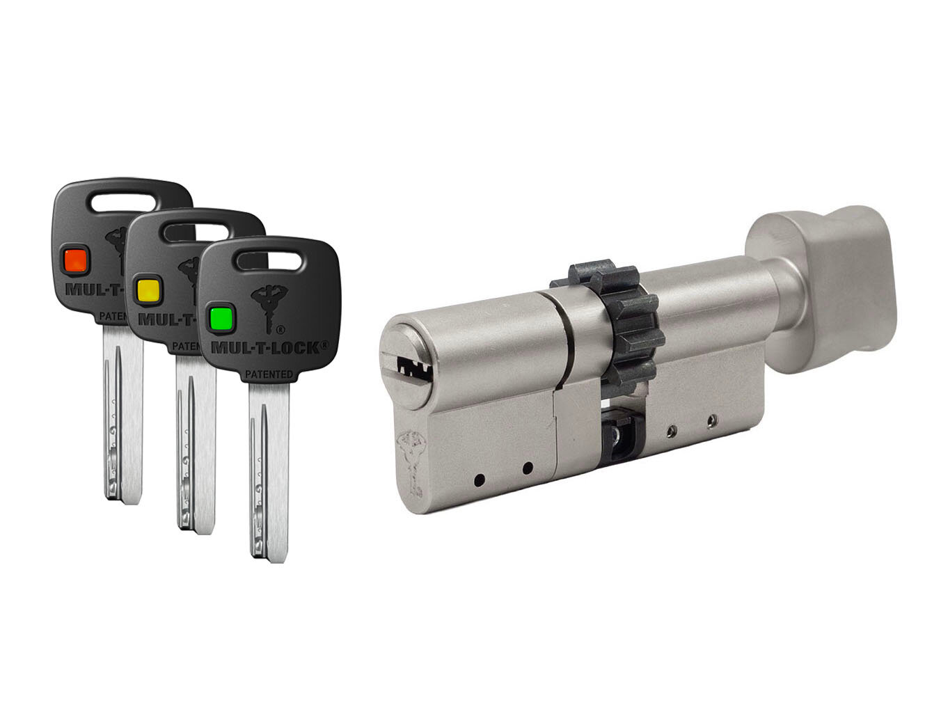 Цилиндр Mul-t-Lock MTL300 Светофор ключ-вертушка (размер 50х65 мм) - Никель, Шестеренка