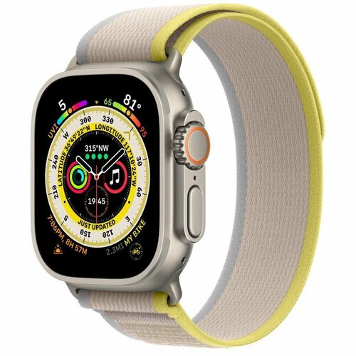 Apple Watch Ultra Titanium Case with S/M Yellow/Beige Trail Loop