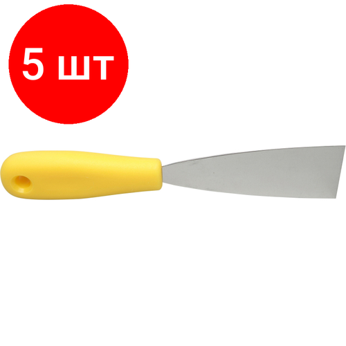 Комплект 5 штук, Скребок FBK 40мм нержавеющая сталь-1мм, ручка пластик желтый 88040-4