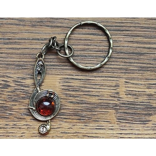 Брелок, красный amberholl нежное кольцо из серебра со вставкой из натурального балтийского янтаря золотисто коньячного цвета селена
