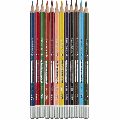 Карандаши цветные Deli EC00205 Color Emotion липа 12цв/наб. мет. кор