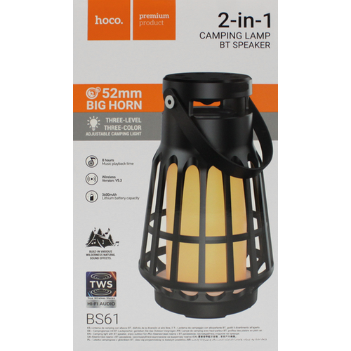 Bluetooth колонкакемпинговая лампа Hoco BS61 черная 221600₽