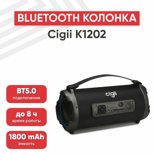 Портативная колонка Cigii K1202 1800мАч динамики 123Вт USB MicroSD AUX Mic черная 690000₽