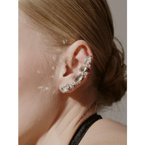 Серьги , фианит, серебряный