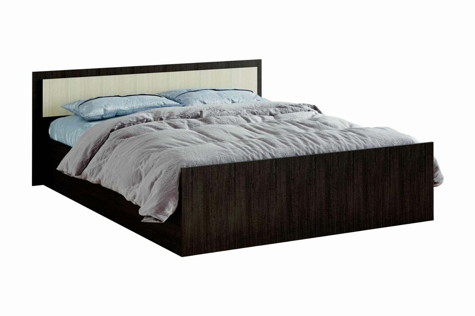 фото Кровать BTS Фиеста с основанием из ЛДСП венге / лоредо 203.2х175х75 см