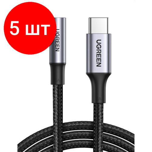кабель ugreen usb type c 0 5m черный Комплект 5 штук, Кабель UGREEN 90° угловой USB C 2.0 - USB C 2.0 5A, 2 м (70645)