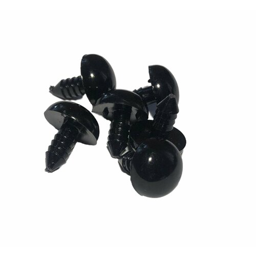 Глазки для игрушек, винтовые с заглушками, черного цвета диаметр 16 мм,6 штук, 3 пары.