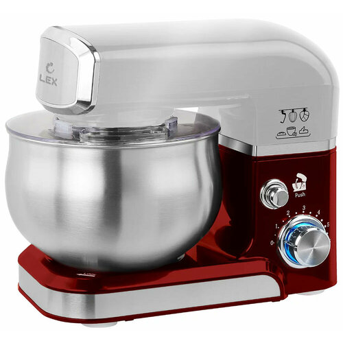 Миксер планетарный LEX LXMX 4113 35 л серебристый бордовый 7399₽
