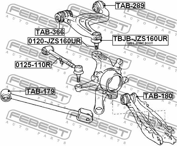 Сайлентблок заднего продольного рычага, TAB179 FEBEST TAB-179