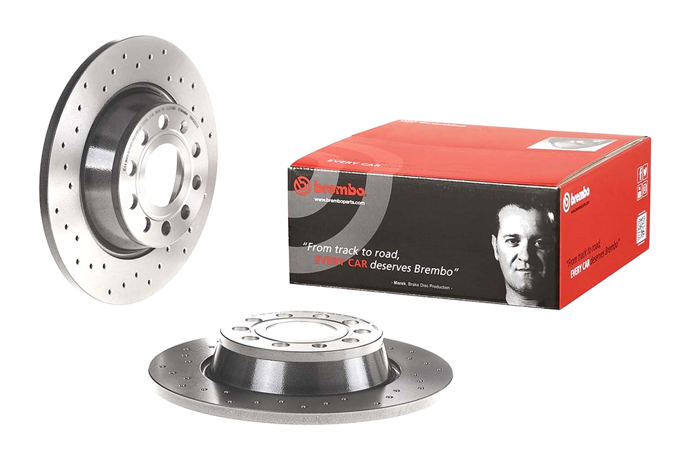 BREMBO 08. A202.1X (08A20210 / 08A20211 / 08A2021X) диск тормозной задний перфорированный xtra\ VW (Комплект 2 штуки)