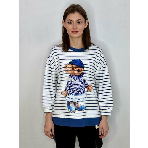 Джемпер, размер 52, синий, белый