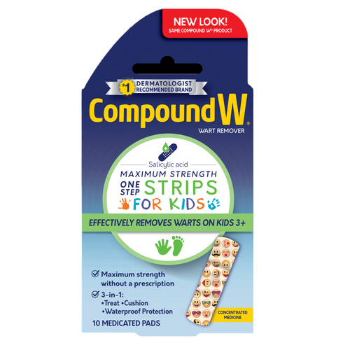 Compound W One Step Strips For Kids (детские) пластыри для лечения бородавок/быстрое действие/пластырь на руку/перевязка/пластырь на ногу/лечебный
