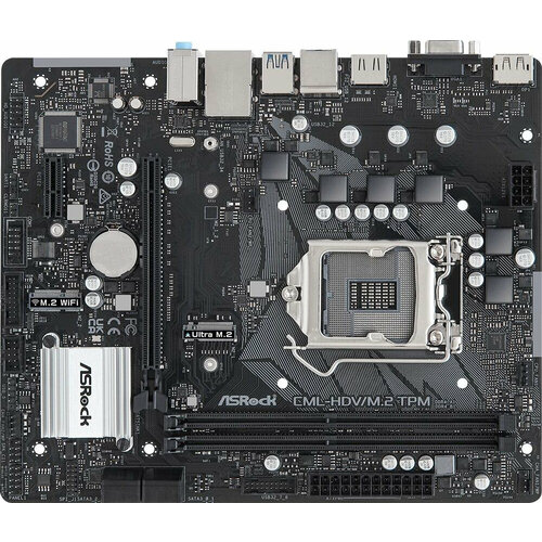 модуль asrock asrock tpm spi Asrock Материнская плата Asrock CML-HDV/M.2 TPM R2.0 Soc-1200 Intel H370 2xDDR4 mATX AC`97 8ch(7.1) GbLAN+VGA+HDMI+DP