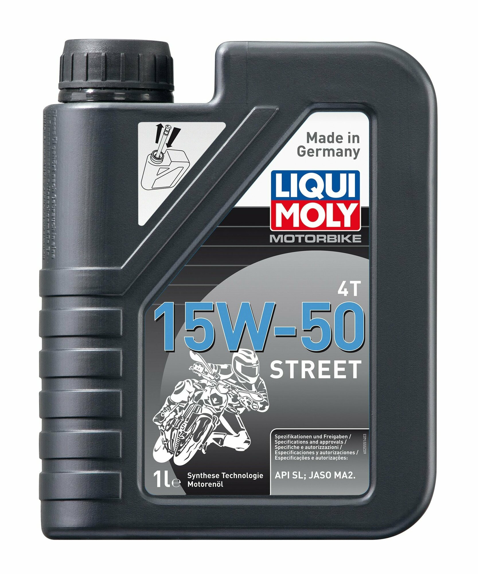 Масло для мототехники LIQUI MOLY MOTORBIKE 4T STREET 15W50 синтетика 1 л 2555