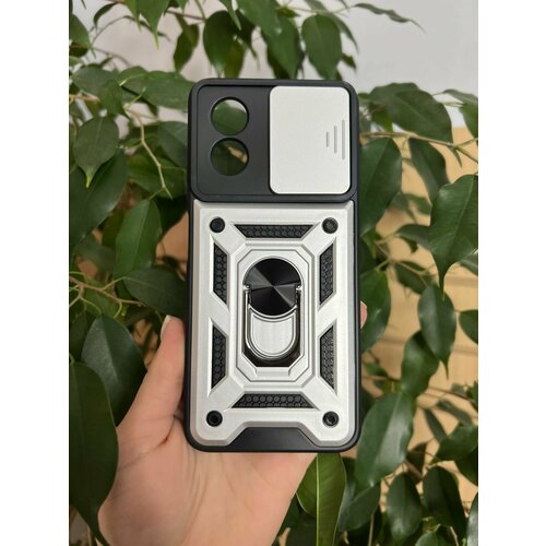 фото Чехол противоударный для oppo a18 и a38 4g / оппо а18 и а38 4g с защитой камеры armors (серебристый)