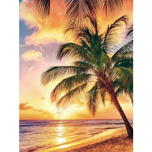 Фотообои на кухню Пальмы Закат зд, фото обои в зал спальню 3D