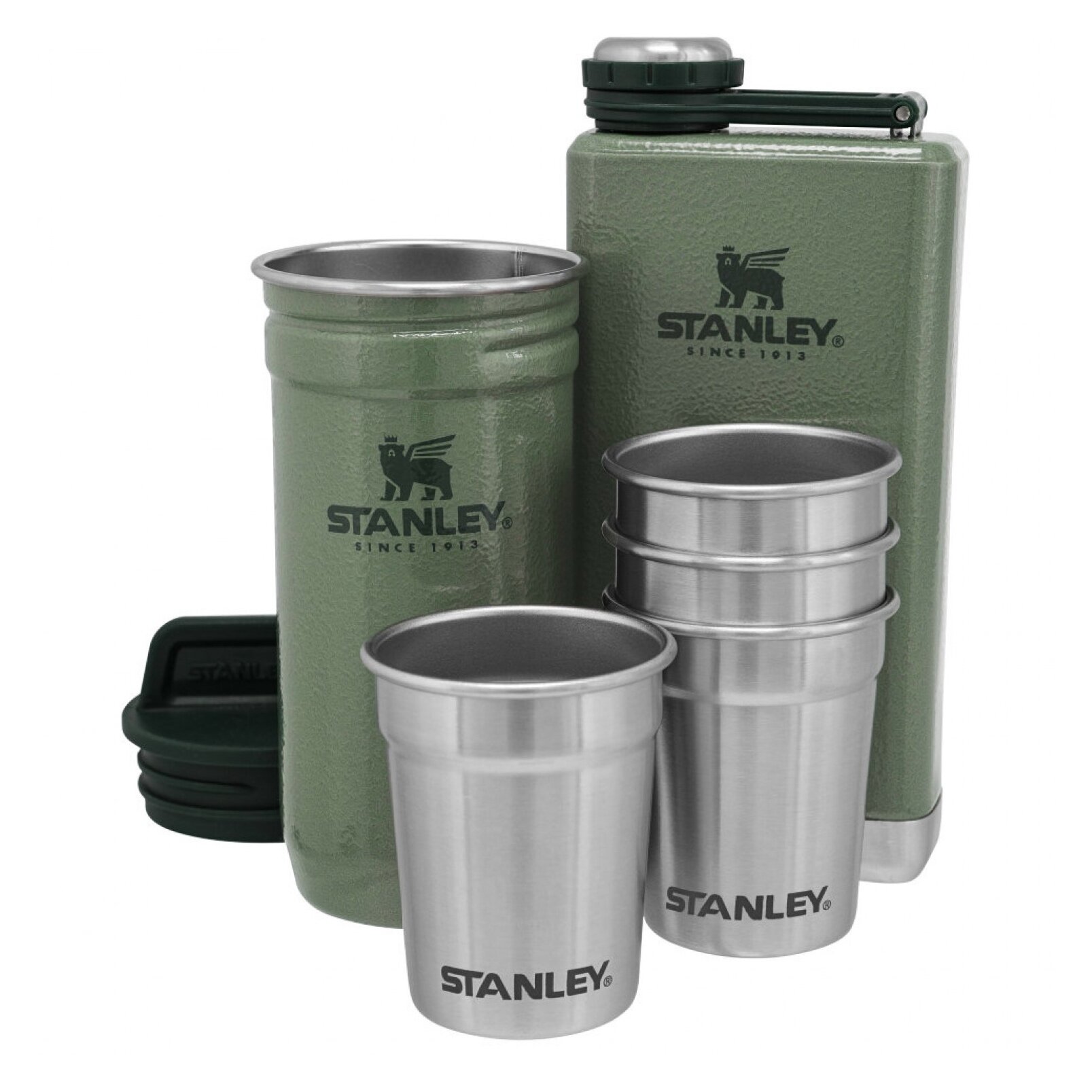 фото Комплект STANLEY ADVENTURE стопки 59мл + фляга 236мл (зеленый) стальной/переносной набор/походный/карманный/прочный/в поход/с собой/стакан/стопка