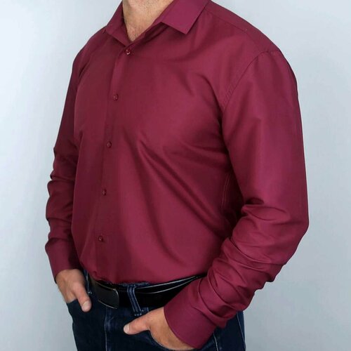 Рубашка DINO SESSUN, размер M, бордовый школьная рубашка minaku прямой силуэт на пуговицах длинный рукав воланы без карманов без капюшона однотонная размер 16 зеленый