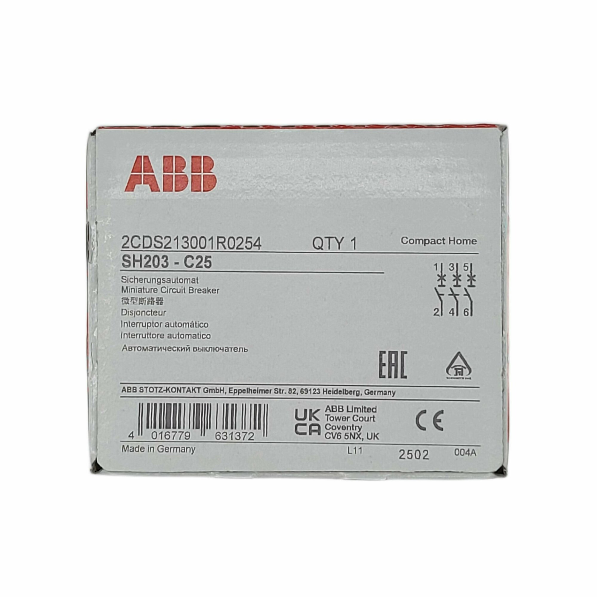 SH200 2CDS213001R0634 Автоматический выключатель трехполюсный 63А (6 кА, C) ABB - фото №17