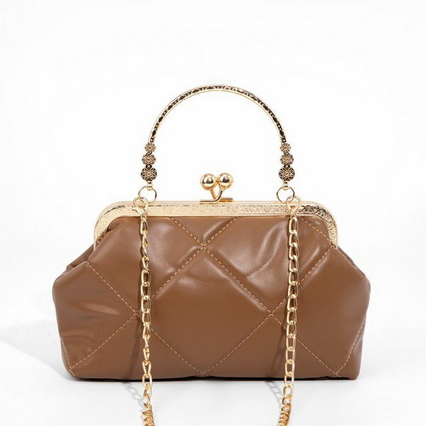 фото Сумка-клатч на фермуаре, цвет коричневый