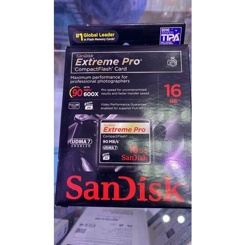 Карта памяти SanDisk Compact Flash 16 ГБ, R/W 160/150 МБ/с карта памяти sandisk compact flash 256 гб r w 160 140 мб с 1 шт черный