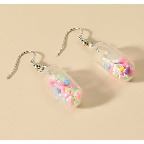 Серьги с подвесками  Серьги фигурные, размер/диаметр 42 мм., розовый