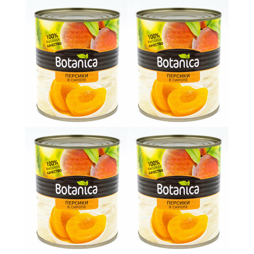 Botanica Консервированные фрукты Персики половинки в сиропе, 850 мл, 4 шт