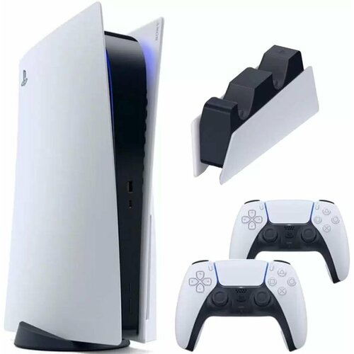 PS5 (ПС5) Игровая приставка Sony PlayStation 5 (3-ревизия)+2-й геймпад(белый)+зарядное Sony, 825 ГБ игровая приставка sony playstation 5 3 ревизия 2 й геймпад розовый зарядное god of war 825 гб