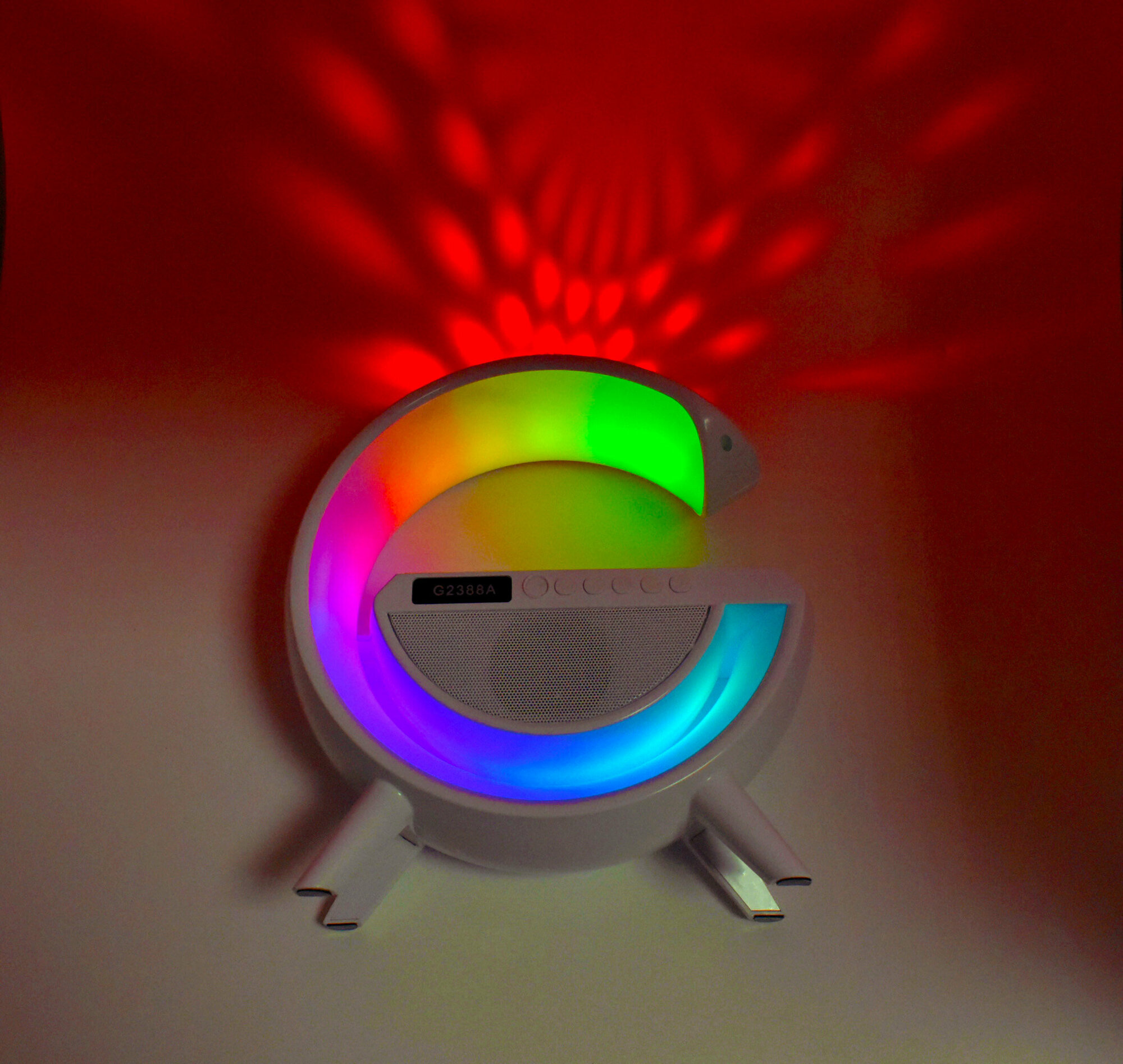 Умная блютуз колонка с беспроводной зарядкой, светильник ночник RGB