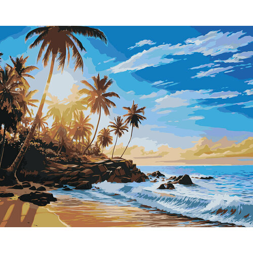 Картина по номерам на холсте Море Тропический пляж 40x50