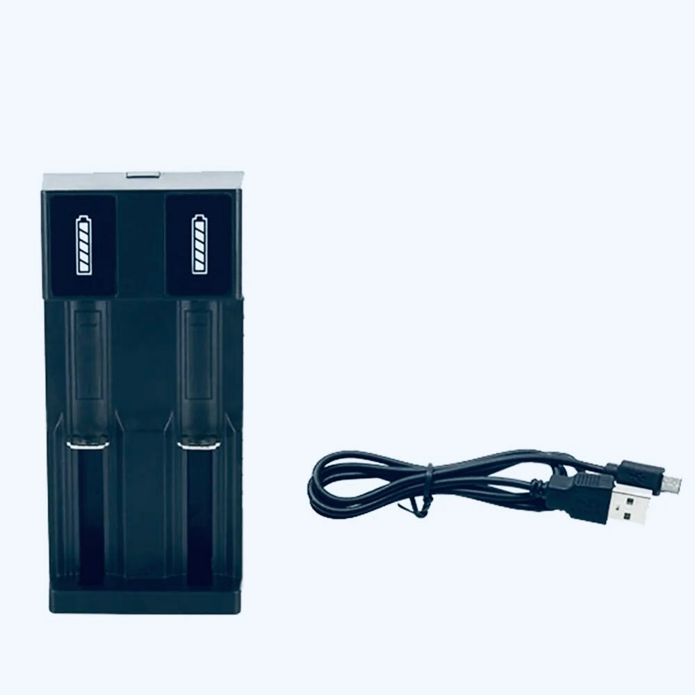 Универсальное зарядное устройство, 2 слота, USB разъем, для литийионных аккумуляторов 3,7 В, 18650, 26650, 14500 — фото 2