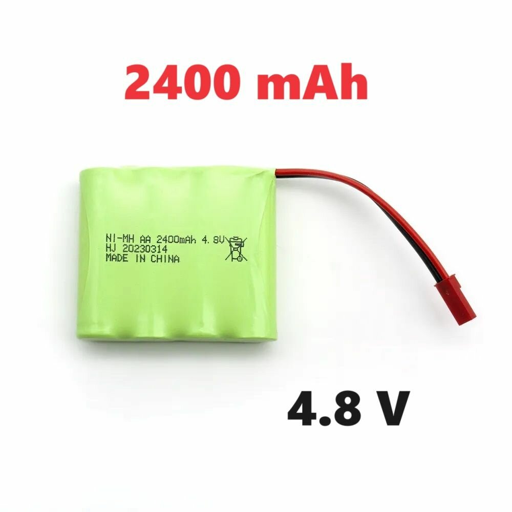 Аккумулятор NI-MN Battery 2400mah 4.8V батарейка 4,8 вольт разъем красный JST запчасти танк, авто модель, машинка перевертыш з/ч