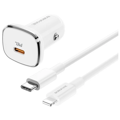 АЗУ BOROFONE BZ12B Lasting Power PD 18W, 3A USB-C кабель Lightning 8-pin, 1м (белый)