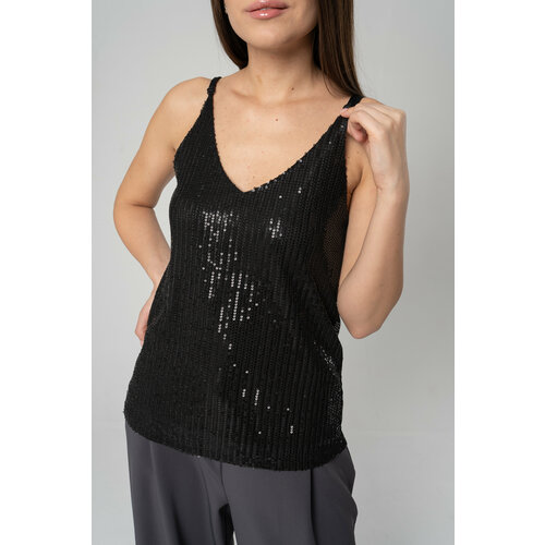 фото Майка oxy land майка пайетки с двух сторон, размер m, черный