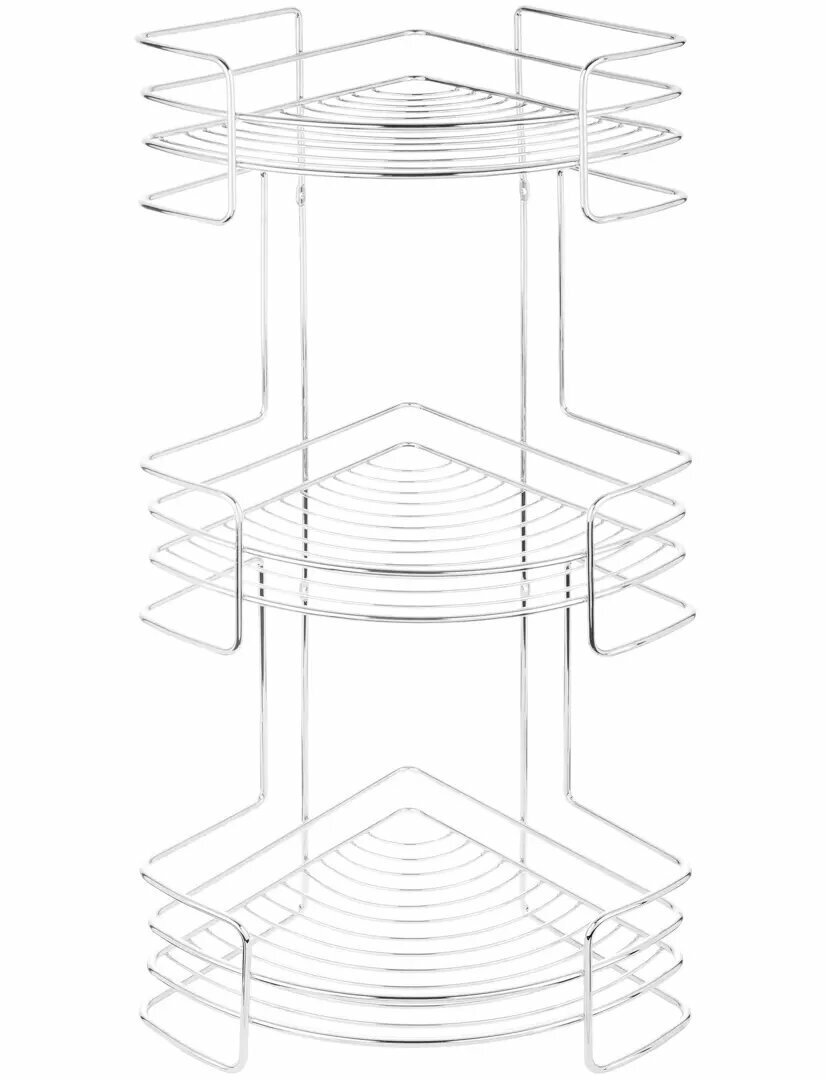 Полка трехъярусная угловая 23х23х65.3 см цвет хром
