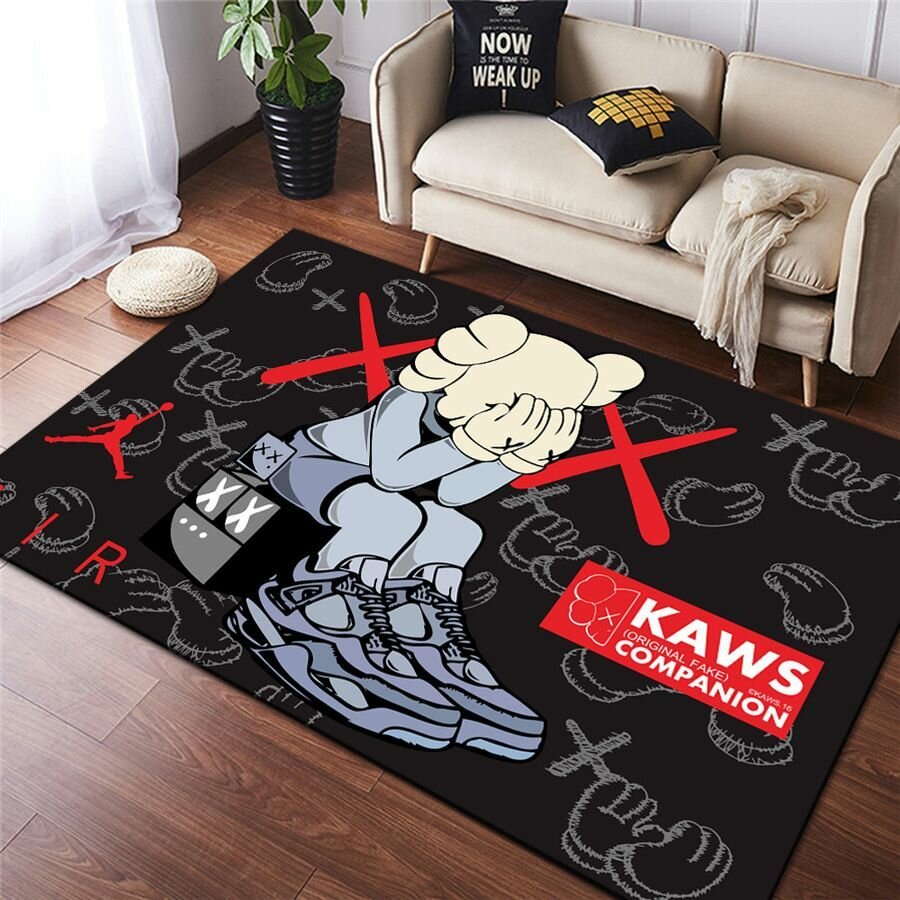 Ковер безворсовый KAWS/кавс 120x160см. Коврик универсальный противоскользящий04r