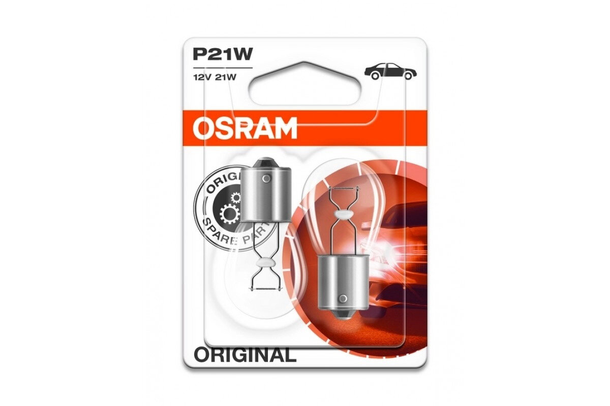 Лампа автомобильная накаливания OSRAM Original line 7506-02B P21W 12V 21W BA15s 3200K 2 шт.