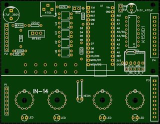 Плата для часов на ГРИ ИН-14 и Arduino Nano. Автор Alex Gyver