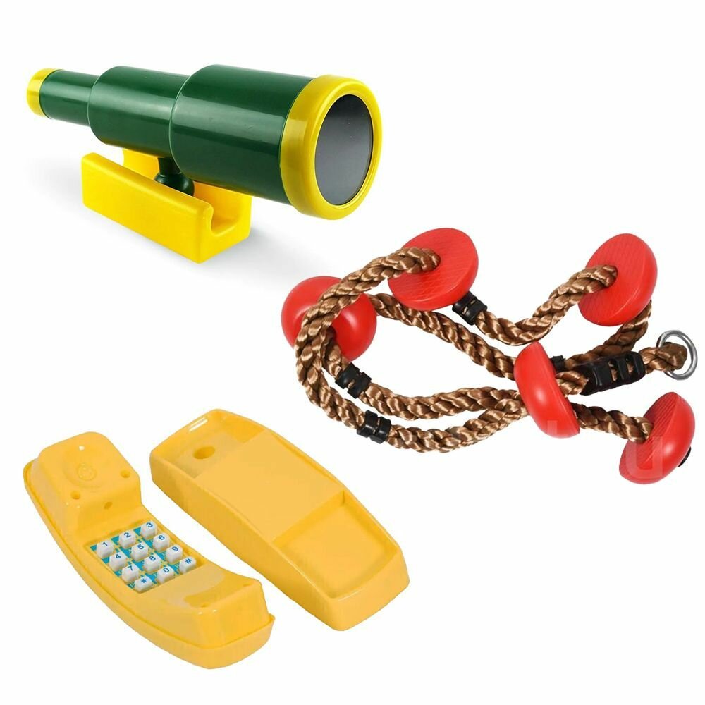 Комплект аксессуаров для детской площадки 3 в 1 (Телефон подзорная труба канат с зацепами 2м.)