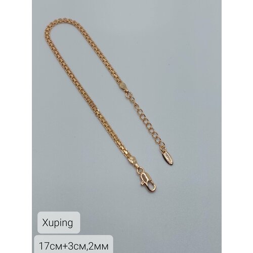 фото Браслет-цепочка xuping jewelry браслет на руку бижутерия, циркон, 1 шт., размер 17 см., золотой