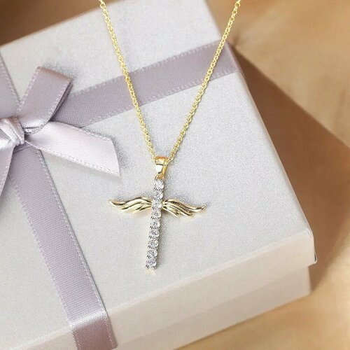 Крестик Azimut C.O. Jewelry AND Accessories, циркон, длина 60 см, золотой, серебряный
