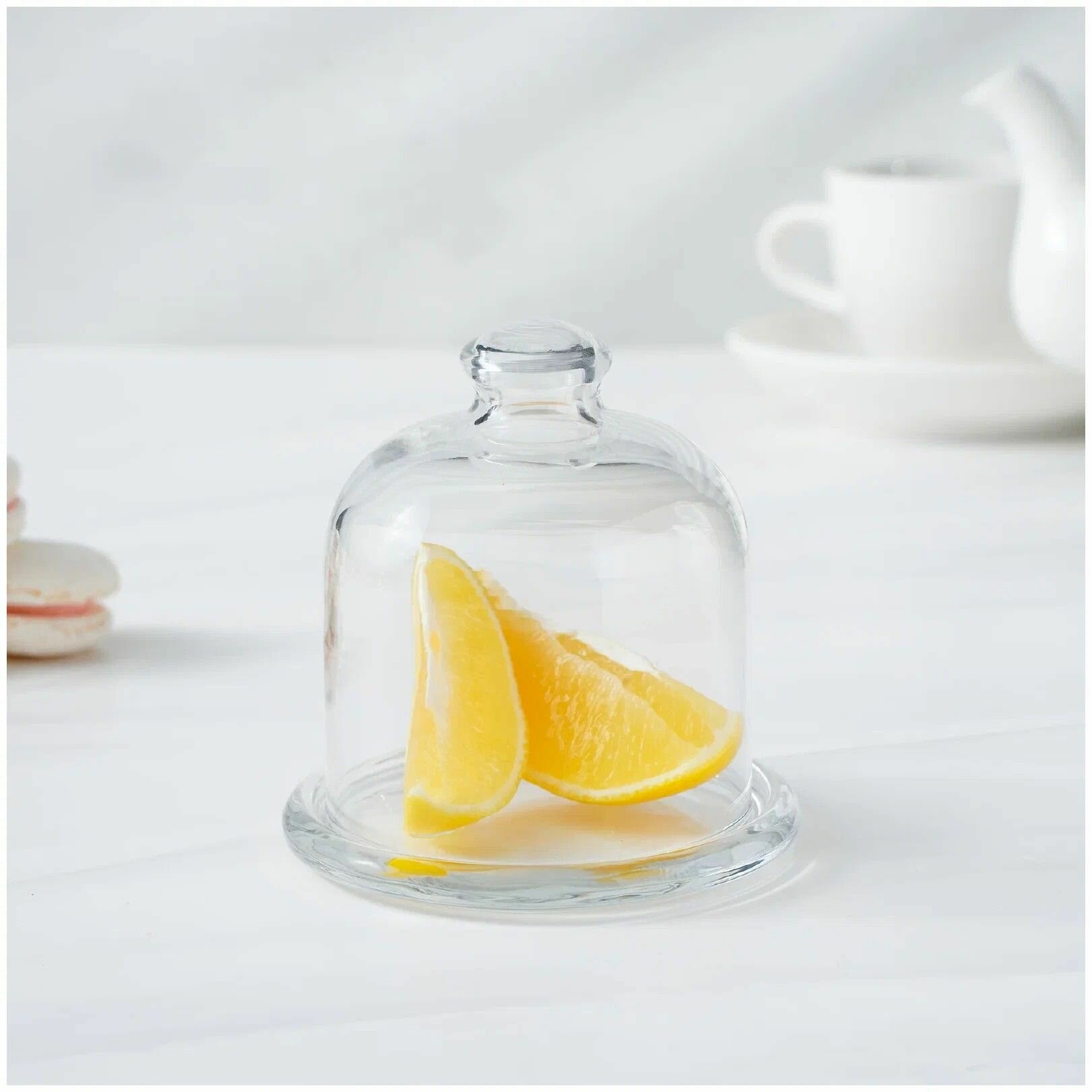 Лимонница стеклянная с крышкой. Контейнер , емкость для лимона, лука. Блюдо для хранения лимона.