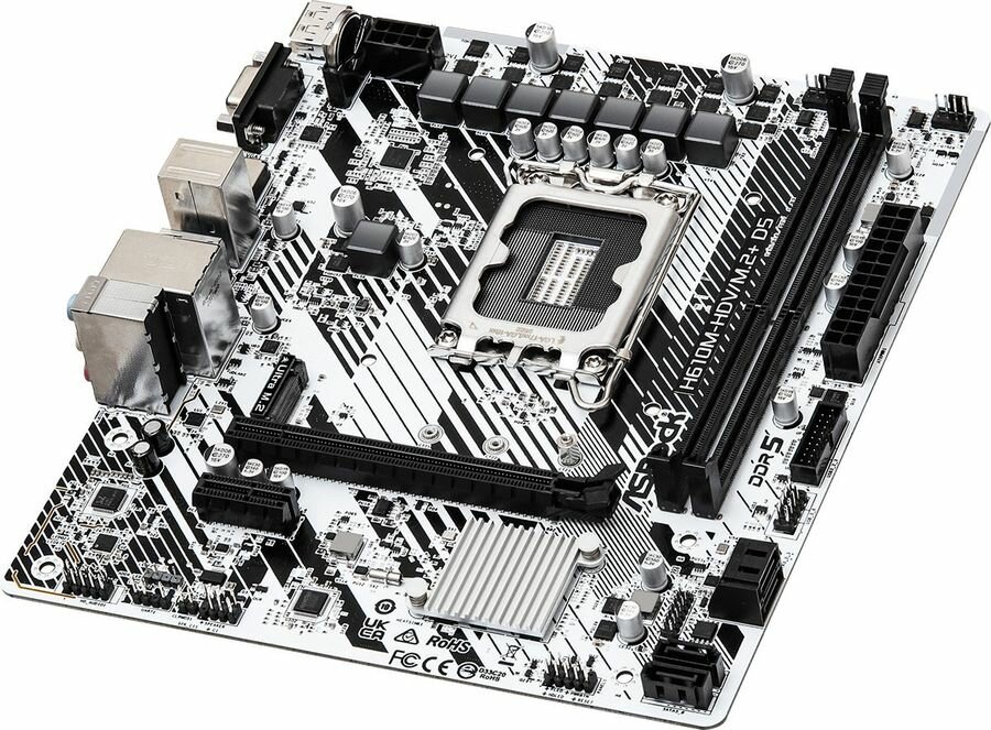 Материнская плата ASROCK H610M-HDV/M.2+ D5, LGA 1700, Intel H610, mATX, Ret