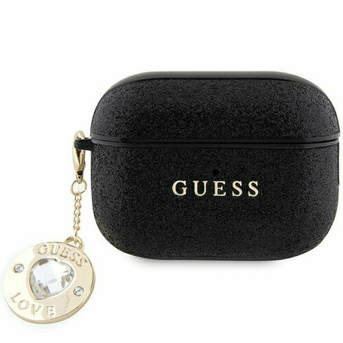 Чехол CG Mobile Guess для Airpods Pro 2 Fixed Glitters with Heart Diamond charm Black - Чёрный