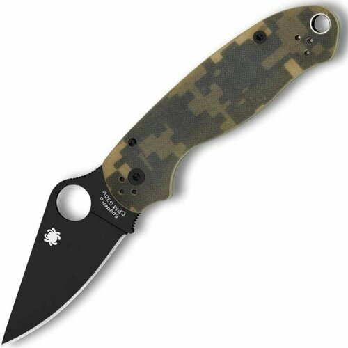 Нож складной Spyderco Para-Military 3, Black Blade, Digital Camo G10 Handles нож складной spyderco sc81gs2 para military 2 spyder edge blade