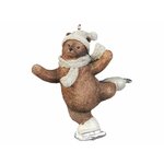 Ёлочное украшение новогодняя сказка: мишка на коньках, полистоун, 10 см, Goodwill D44068-1 - изображение