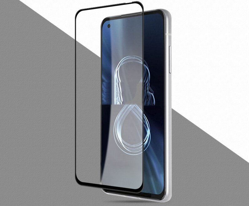 3D/5D защитное стекло Чехол. ру для Asus Zenfone 8 ZS590KS с закругленными изогнутыми краями которое полностью закрывает экран / дисплей по краям с .
