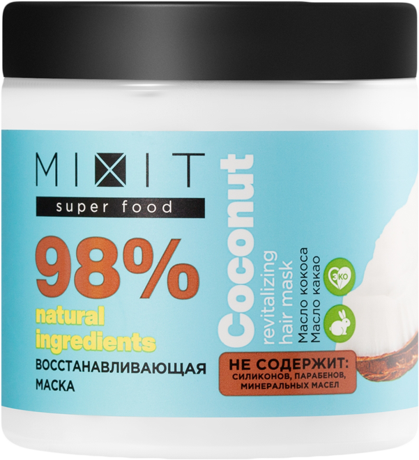 Бальзам-маска для волос Mixit Super Food восстанавливающая 3в1 кокос 500мл