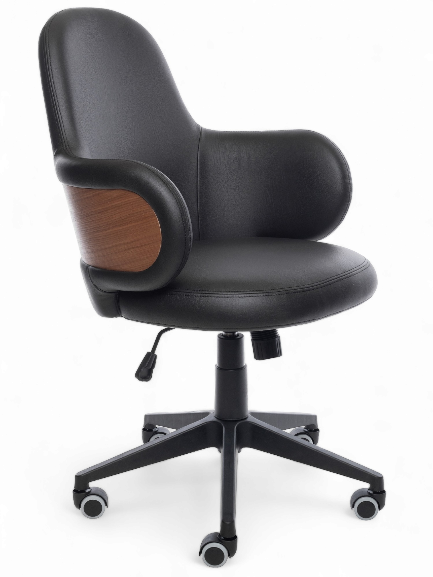 Офисное кресло / Компьютерное кресло РосКресла Elan черно-коричневый, экокожа, крестовина, раскачивание