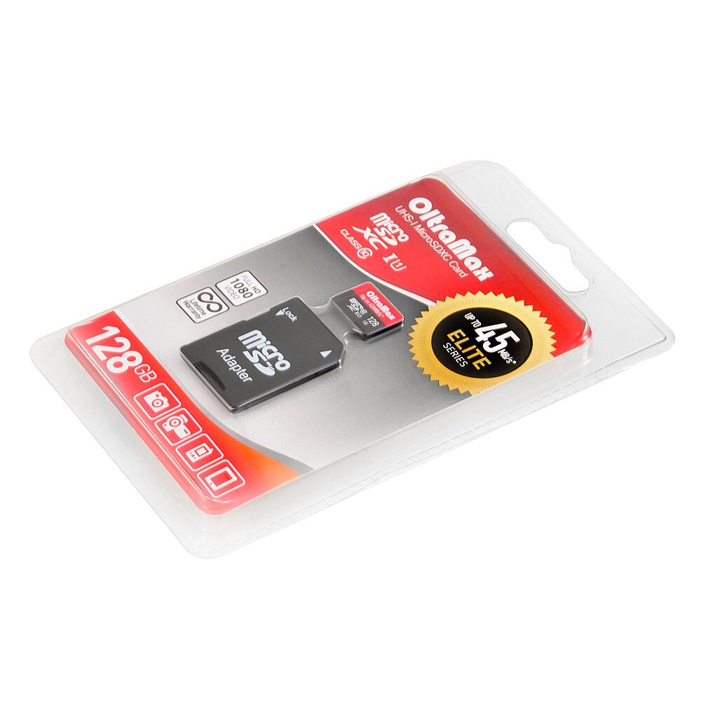 Карта памяти MicroSDXC 128GB OltraMax Class 10 Elite UHS-I (45 Mb/s) + SD ад - фото №9